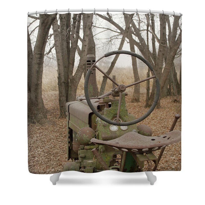 Tractor Shower Curtain featuring the photograph Tractor Morning by Troy Stapek