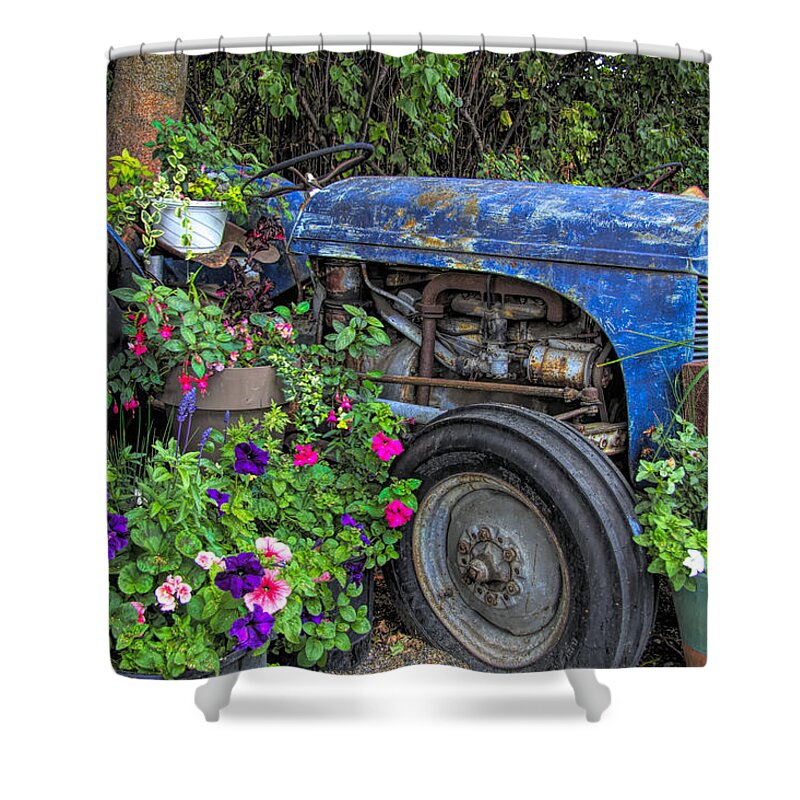 Tractor Shower Curtain featuring the photograph Tractor Retirement by Kathy Bassett