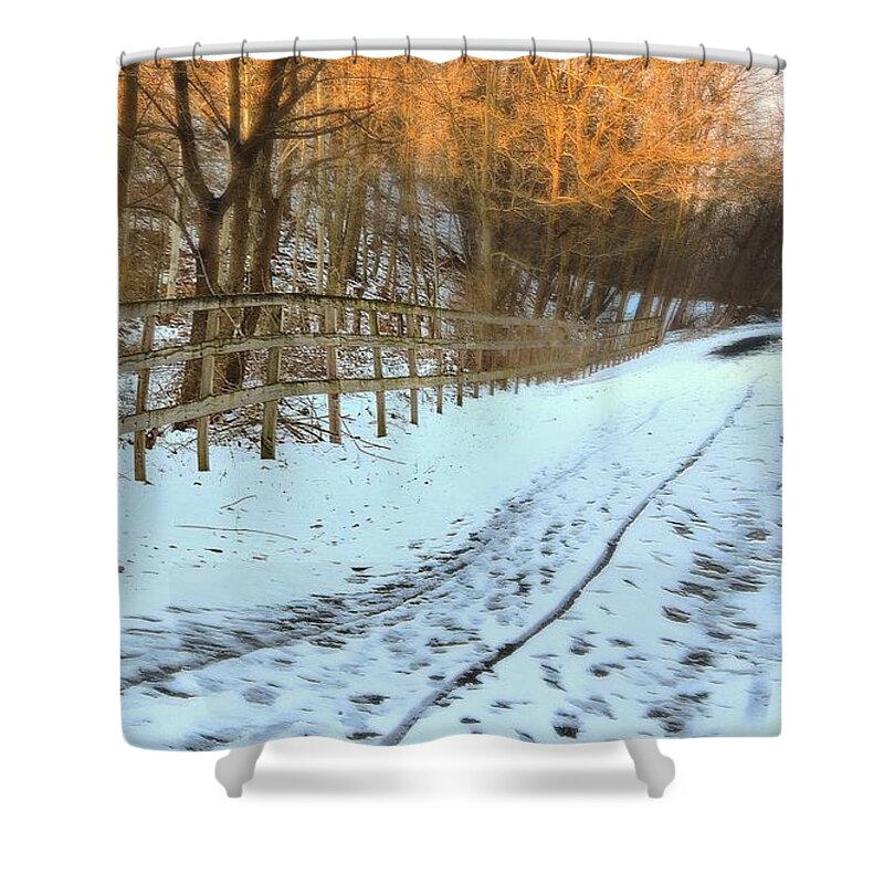 Winter Shower Curtain featuring the photograph Trail Sugar by Tami Quigley