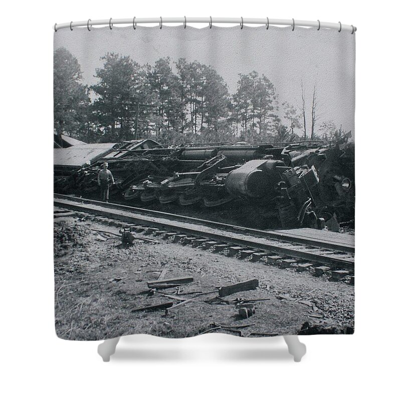 Train Shower Curtain featuring the photograph Train Derailment by Jeanne May