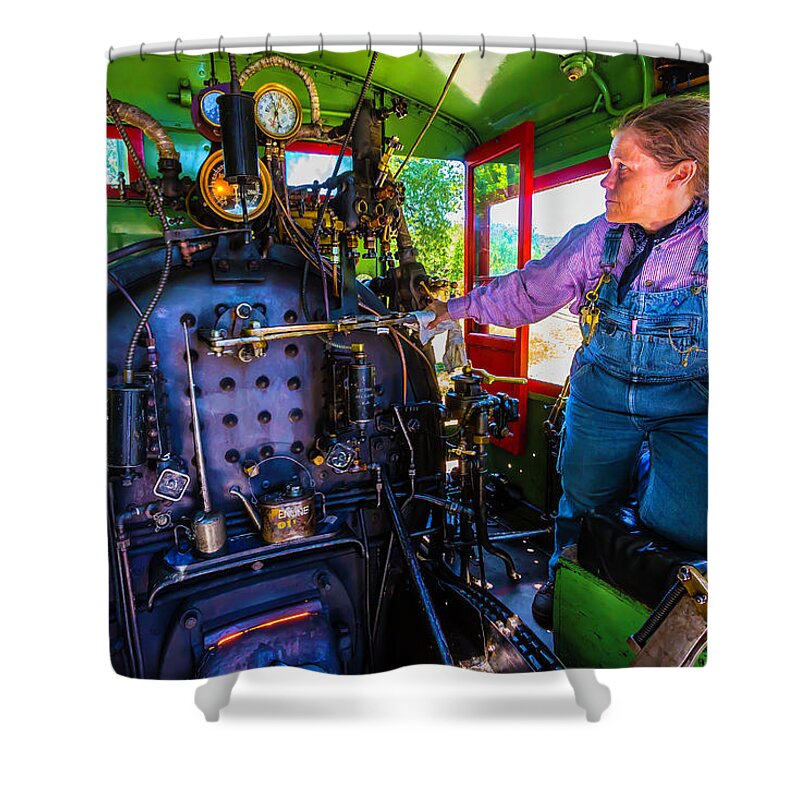 Jamestown Shower Curtain featuring the photograph Train Engineer by Garry Gay