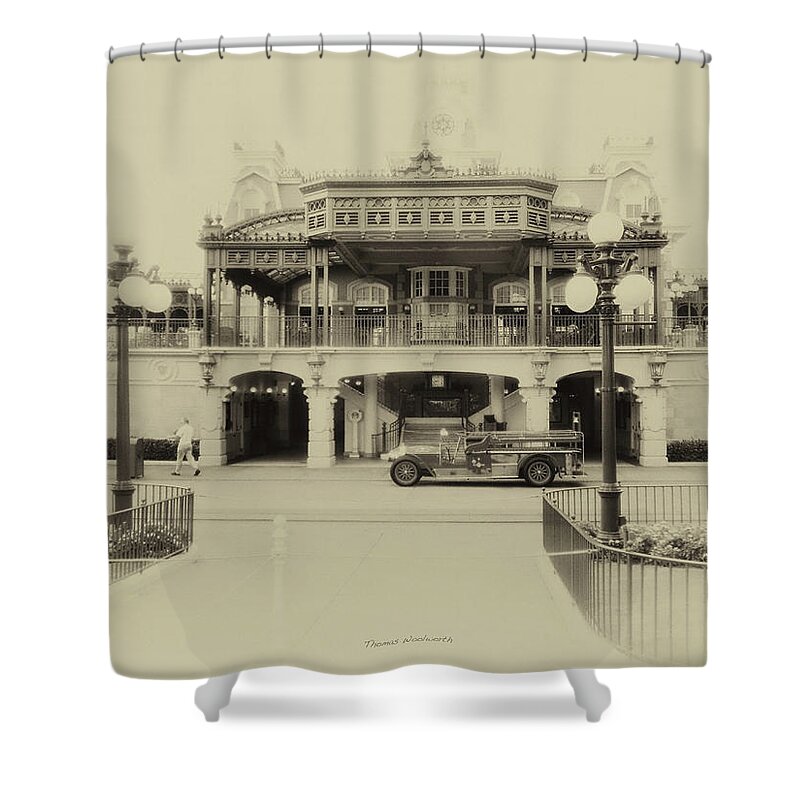 Castle Shower Curtain featuring the photograph Train Statin WDW in Heirloom MP by Thomas Woolworth