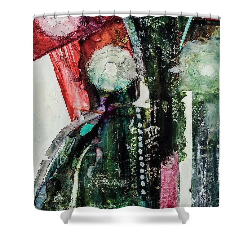 Abstract Shower Curtain featuring the painting Train Station by Gary DeBroekert