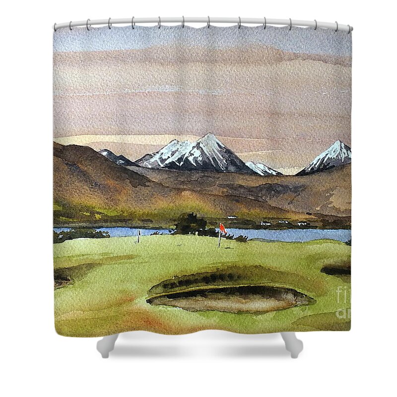  Shower Curtain featuring the painting Tralee GC, Kerry by Val Byrne