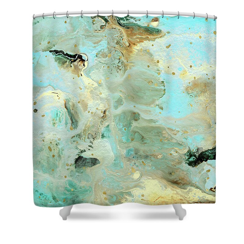 Abstract Shower Curtain featuring the mixed media Tranquil Escape- Abstract Art by Linda Woods by Linda Woods