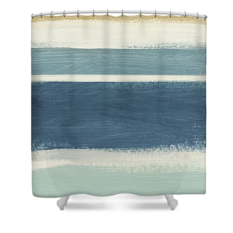 Stripes Shower Curtain featuring the painting Tranquil Stripes- Art by Linda Woods by Linda Woods