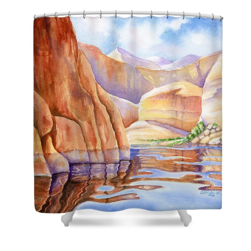 Water Shower Curtain featuring the painting Tranquil Waters by Wendy Keeney-Kennicutt