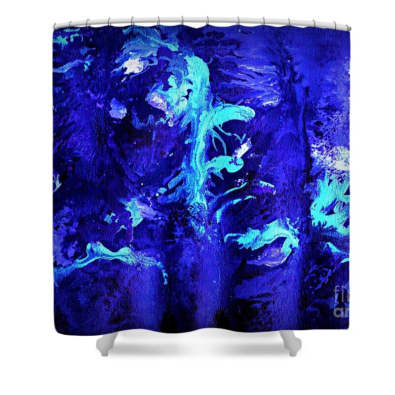 Blue Shower Curtain featuring the digital art Transcendental Doo-Wop by David Neace CPX