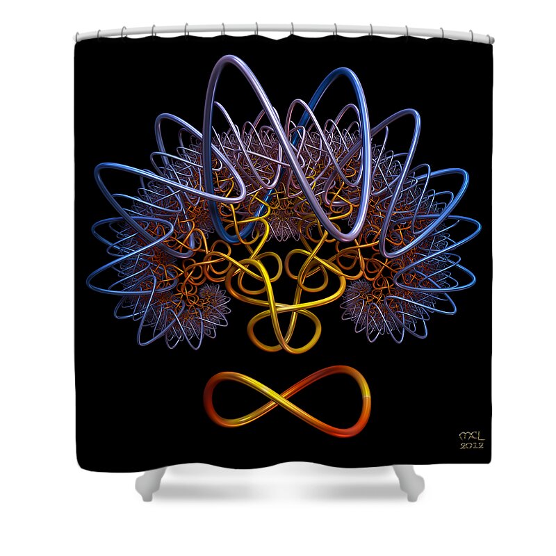 Computer Shower Curtain featuring the digital art Transinfinity - a fractal artifact by Manny Lorenzo