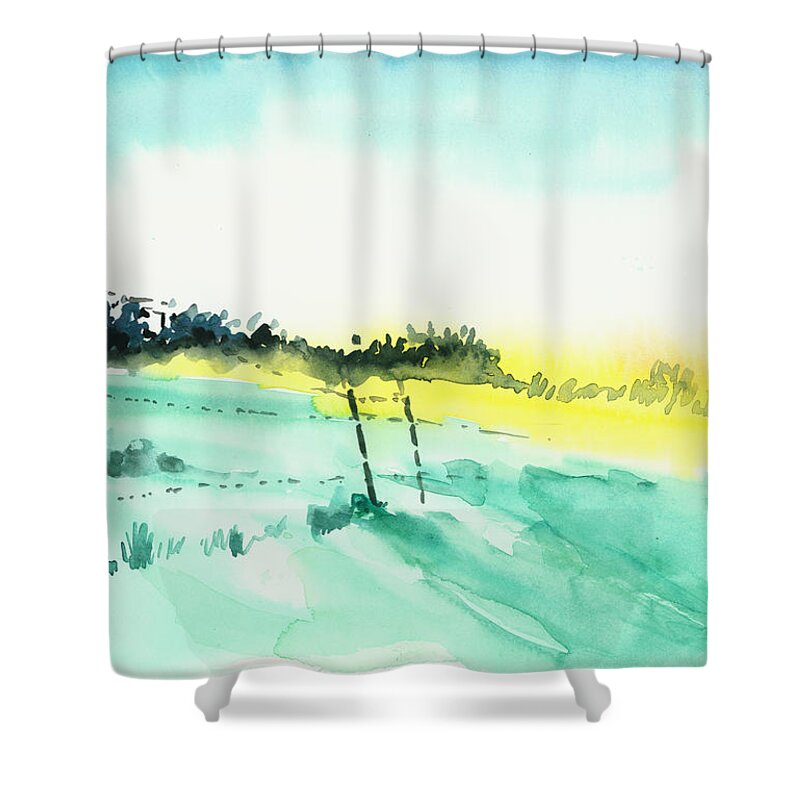 Fence Shower Curtain featuring the painting Transition by Anil Nene