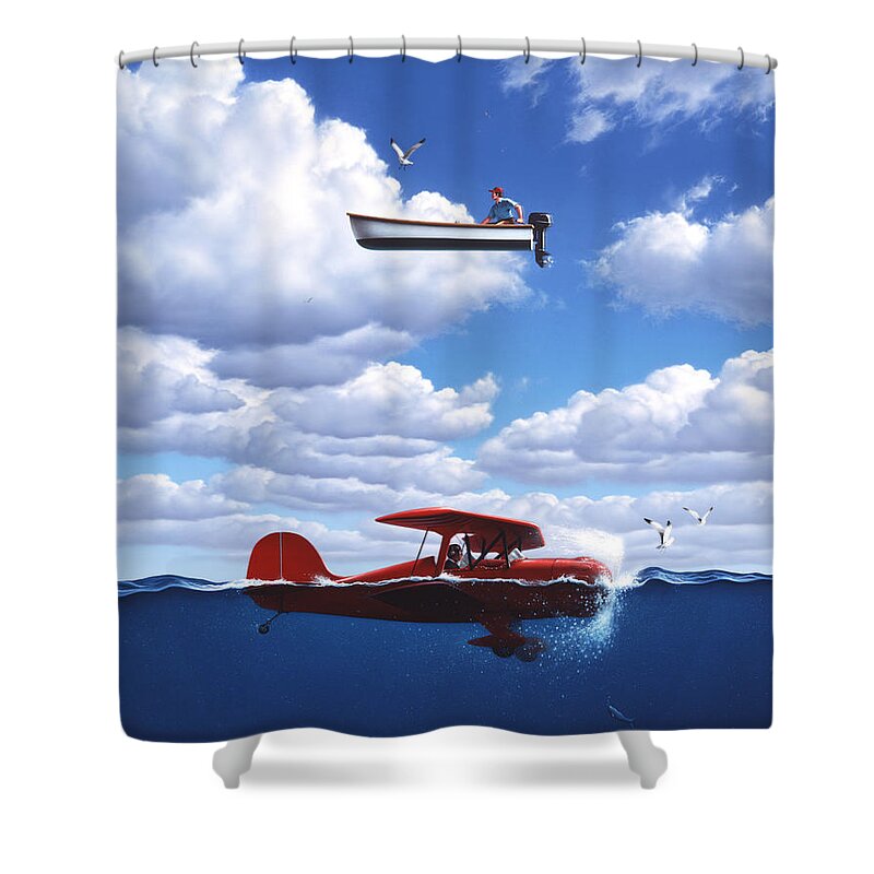Boat Shower Curtain featuring the painting Transportation by Jerry LoFaro