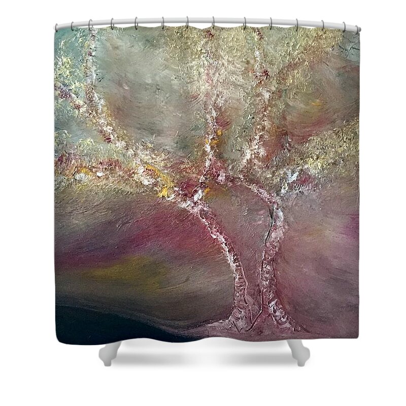 Tree Shower Curtain featuring the painting Tree by Dennis Ellman