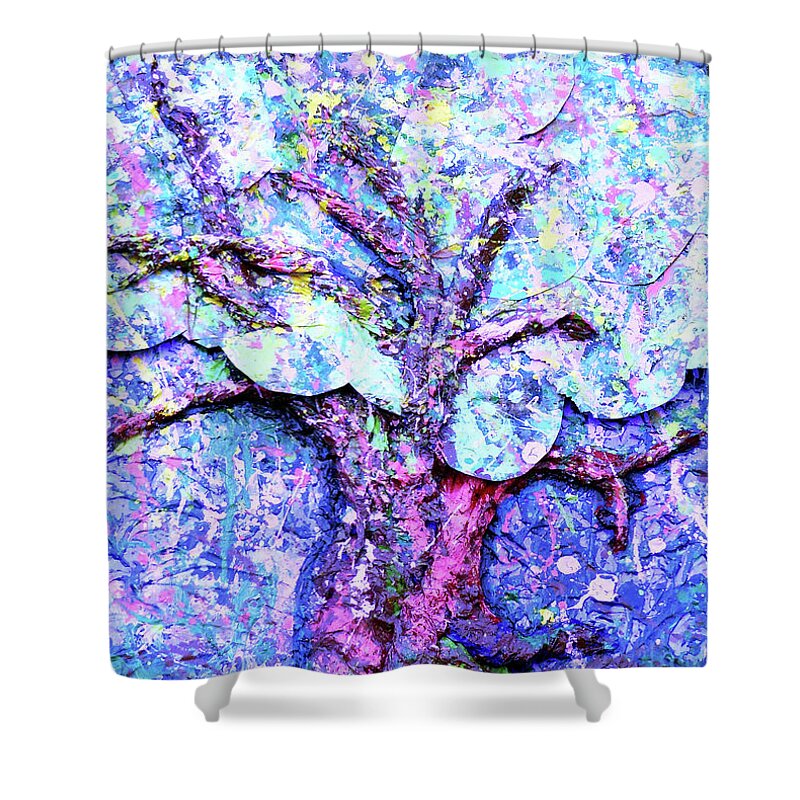 Tree Shower Curtain featuring the painting Tree Menagerie by Genevieve Esson
