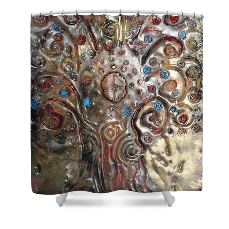 Tree Shower Curtain featuring the painting Tree Of Life by Gitta Brewster