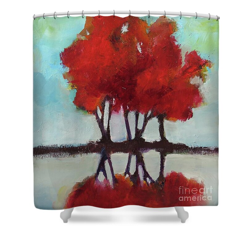 Trees Shower Curtain featuring the painting Trees for Alice by Michelle Abrams