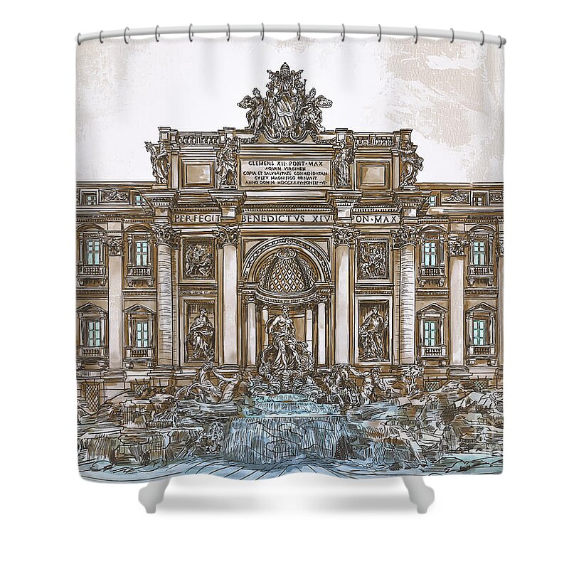 Rome Shower Curtain featuring the painting Trevi Fountain,Rome by Andrzej Szczerski
