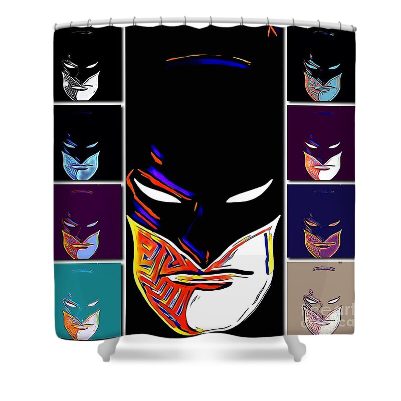 Batman Shower Curtain featuring the digital art Tribal Protectors Bat-talion by HELGE Art Gallery