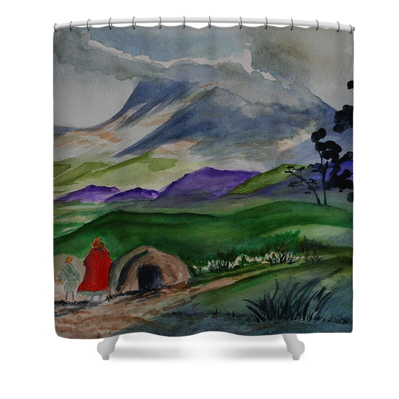Watercolor Shower Curtain featuring the painting Tribute to John Pike 2 by Julie Lueders 