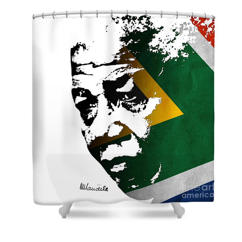 Prott Shower Curtain featuring the digital art tribute to Nelson Mandela by Rudi Prott