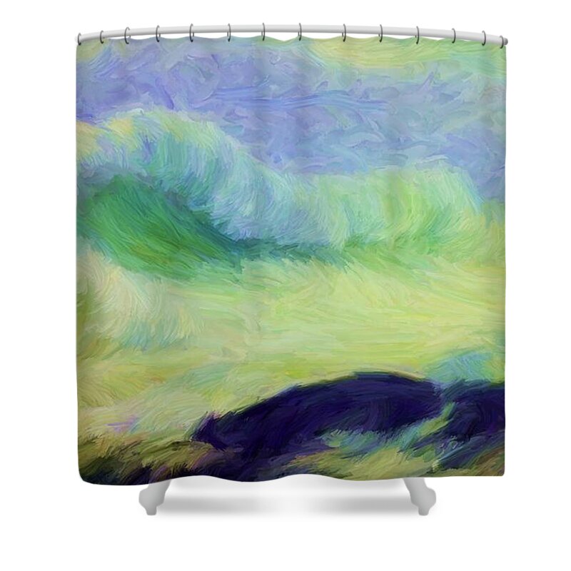 Seashore Shower Curtain featuring the digital art Tribute to Th Gaede by Caito Junqueira