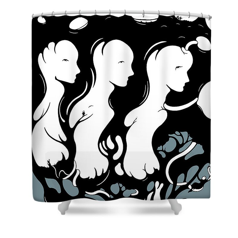 Branch Shower Curtain featuring the digital art Trilogy by Craig Tilley
