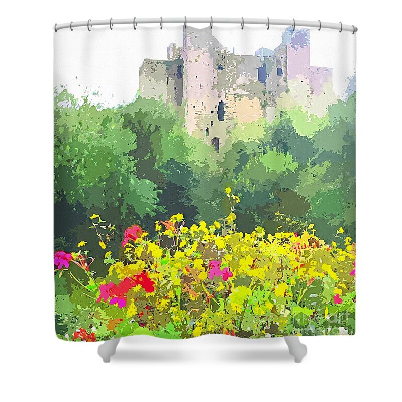 Trim-castle-county-meath-ireland Shower Curtain featuring the painting Art-print Of Trim Castle County Meath by Mary Cahalan Lee - aka PIXI