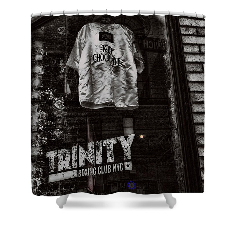 Nyc Shower Curtain featuring the photograph Trinity Boxing Club Display T-Shirt NY by Chuck Kuhn