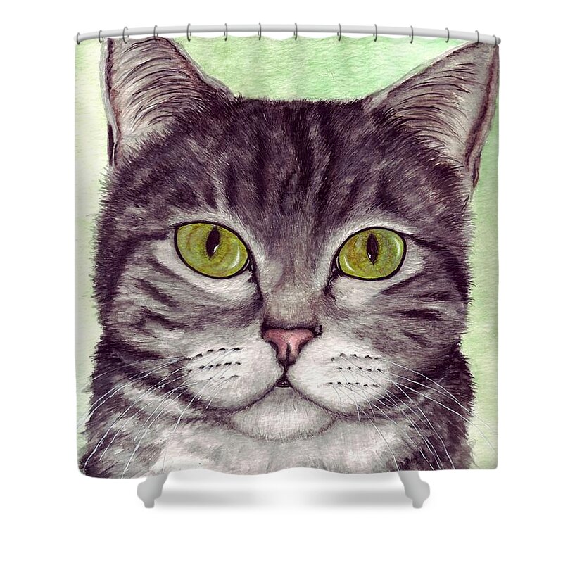 Cat Shower Curtain featuring the painting Tripper by Kristen Wesch