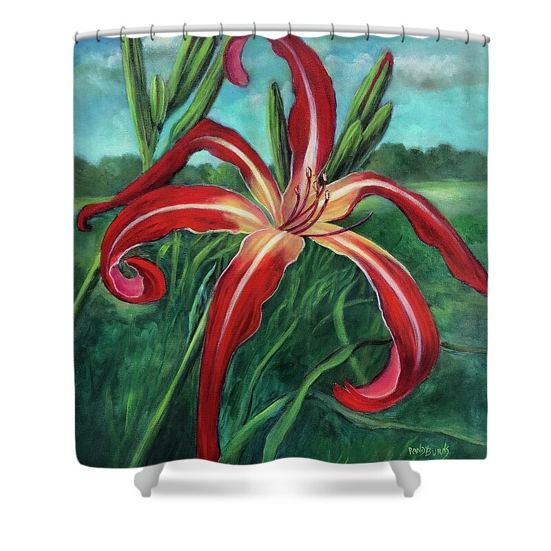 Red Shower Curtain featuring the painting Triumph of Red by Rand Burns