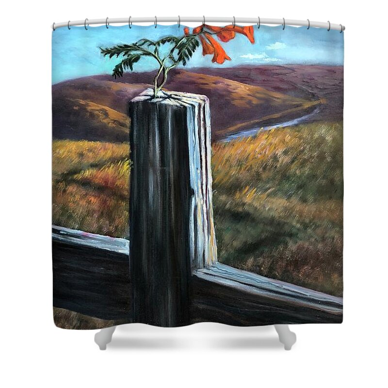Cross Shower Curtain featuring the painting Triumphant by Rand Burns