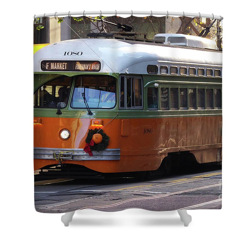 Cable Car Shower Curtain featuring the photograph Trolley Number 1080 by Steven Spak