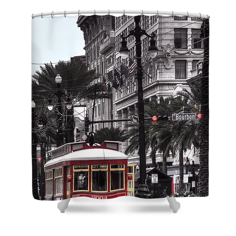 Nola Shower Curtain featuring the photograph Trolley on Bourbon and Canal by Tammy Wetzel