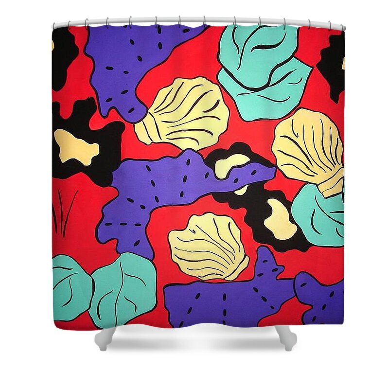 Seashells Shower Curtain featuring the painting Tropical Beauty by Vickie G Buccini