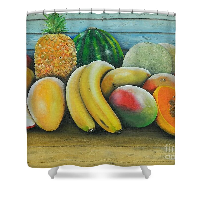 Fruits Shower Curtain featuring the painting Tropical Delight 3 by Kenneth Harris