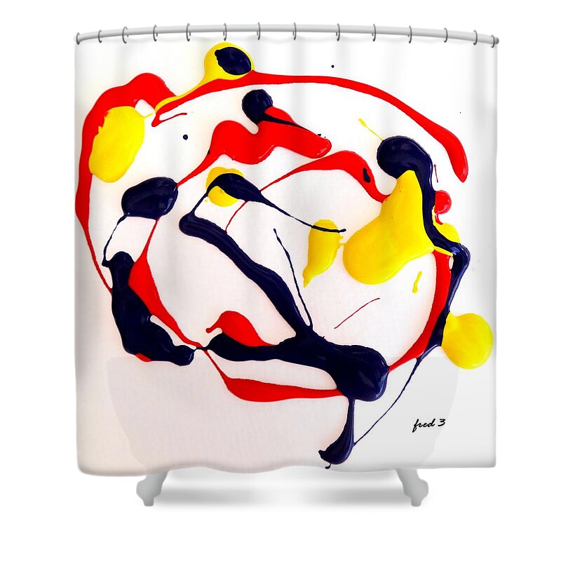 Red Shower Curtain featuring the painting Tropical Fish by Fred Wilson