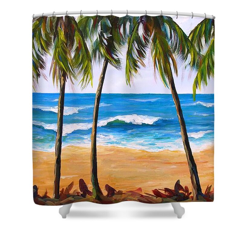 Tropics Shower Curtain featuring the painting Tropical Palms 2 by Phyllis Howard