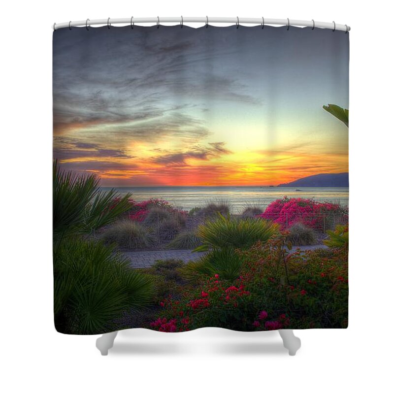 Hdr Process Shower Curtain featuring the photograph Tropical Paradise Sunset by Mathias 