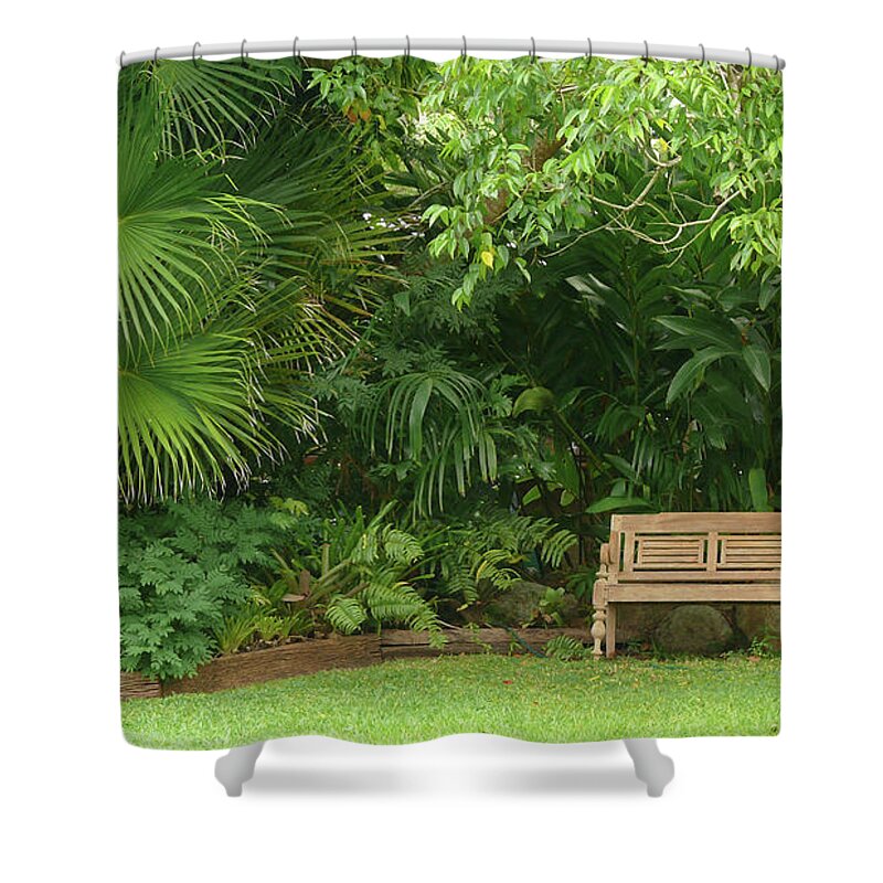 Tropical Seat Shower Curtain featuring the photograph Tropical Seat by Evelyn Tambour