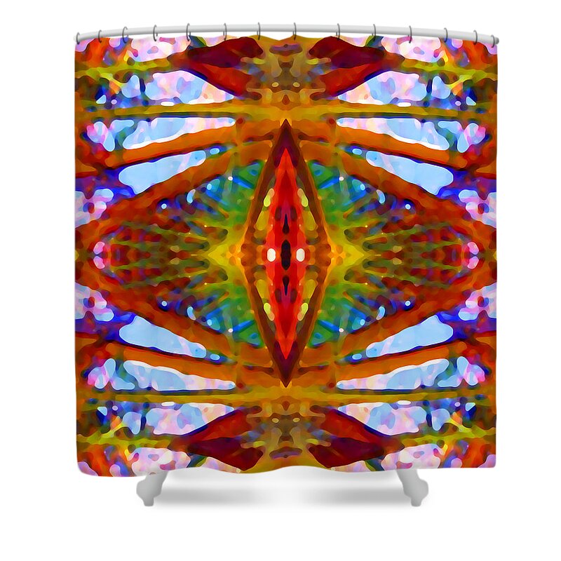 Abstract Shower Curtain featuring the painting Tropical Stained Glass by Amy Vangsgard