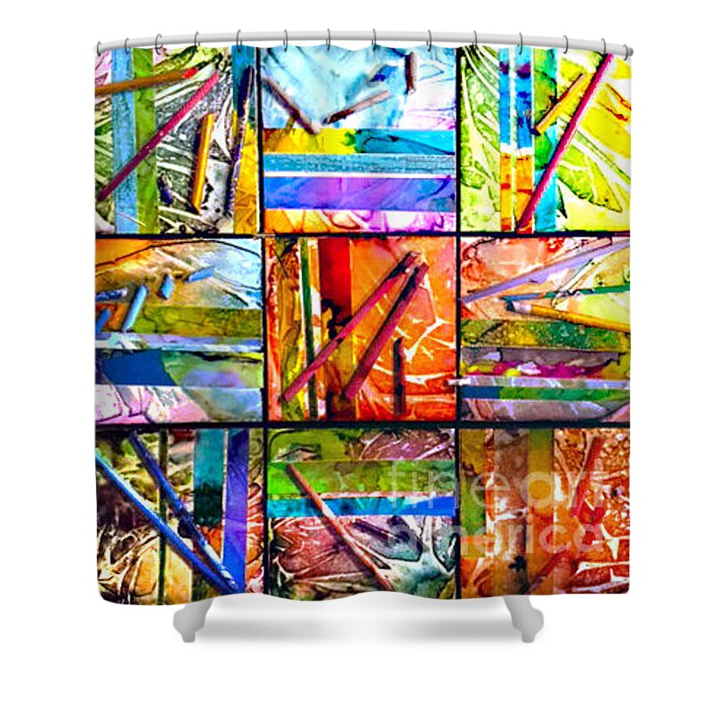 Tropics Shower Curtain featuring the painting Tropical Stix by Alene Sirott-Cope
