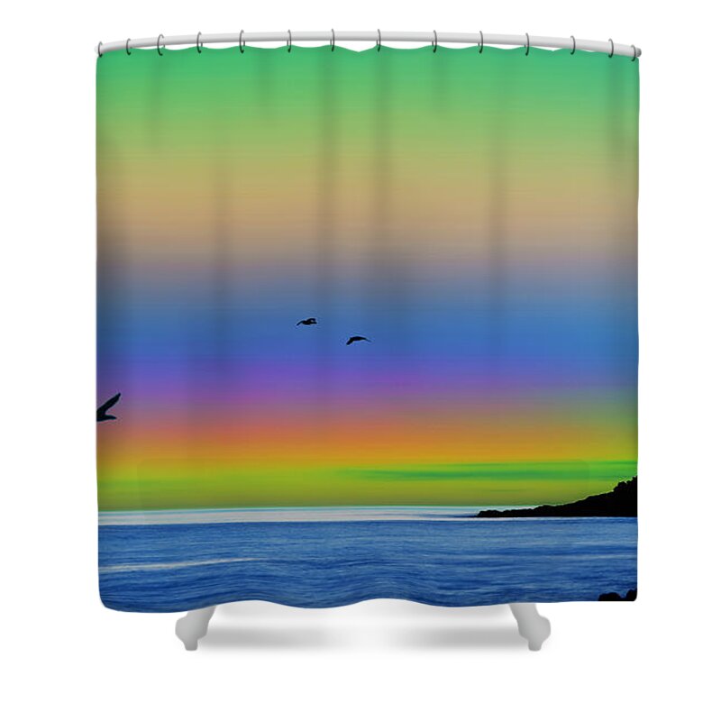 Beach Shower Curtain featuring the digital art Tropical Sunset by Gregory Murray