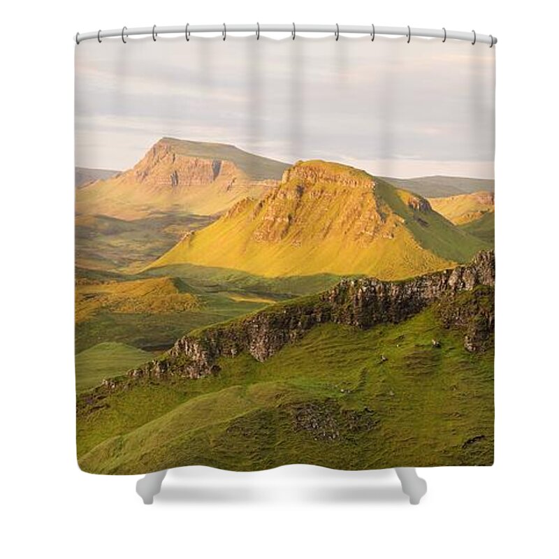 Isle Of Skye Shower Curtain featuring the photograph Trotternish Summer Panorama by Stephen Taylor