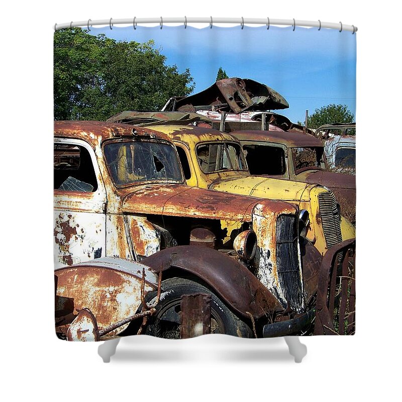 Used Trucks Shower Curtain featuring the photograph Trucks by Charles Robinson