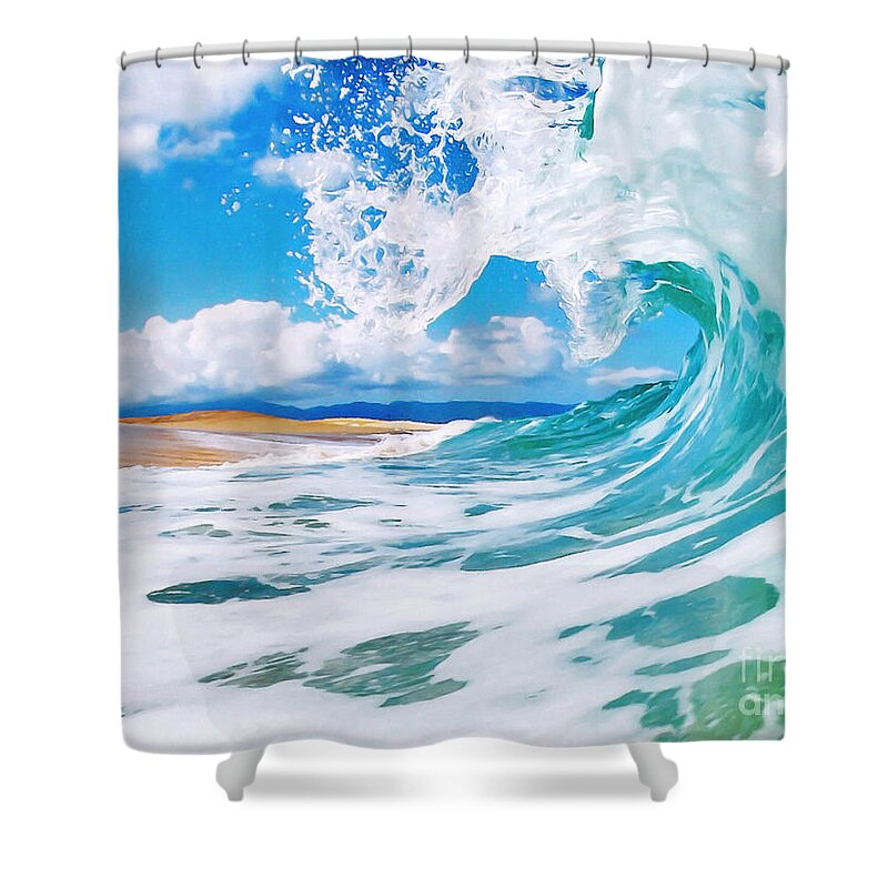 Ocean Shower Curtain featuring the painting True Blue by Paul Topp