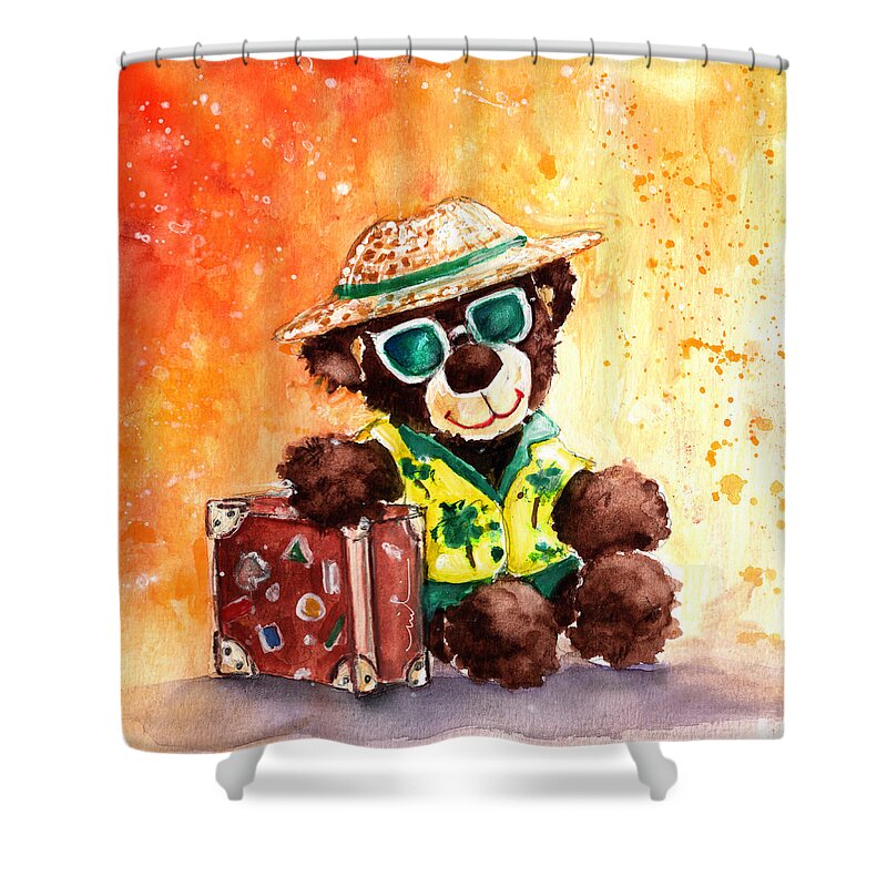 Animals Shower Curtain featuring the painting Truffle McFurry Ready To Travel by Miki De Goodaboom
