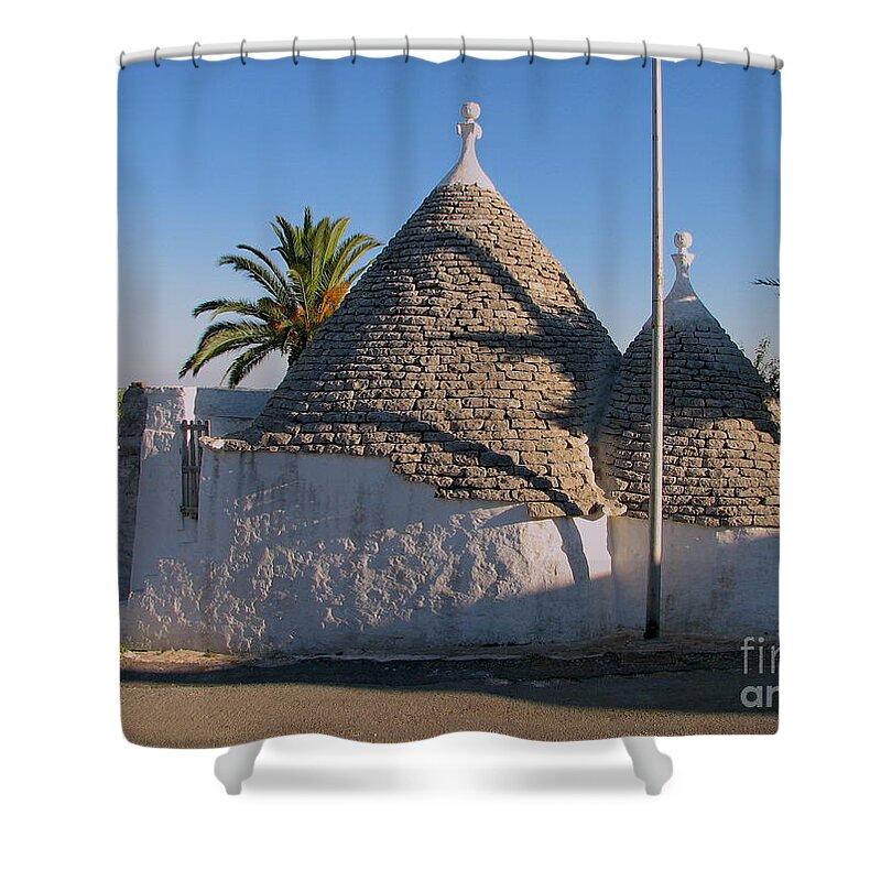 Cityscape Shower Curtain featuring the photograph Trullo, Puglia by Italian Art