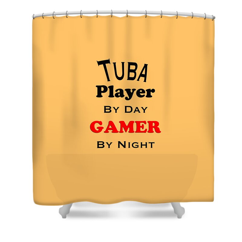 Tuba Player By Day Gamer By Night; Tuba; Orchestra; Band; Jazz; Tuba Tubaian; Instrument; Fine Art Prints; Photograph; Wall Art; Business Art; Picture; Play; Student; M K Miller; Mac Miller; Mac K Miller Iii; Tyler; Texas; T-shirts; Tote Bags; Duvet Covers; Throw Pillows; Shower Curtains; Art Prints; Framed Prints; Canvas Prints; Acrylic Prints; Metal Prints; Greeting Cards; T Shirts; Tshirts Shower Curtain featuring the photograph Tuba Player By Day Gamer By Night 5631.02 by M K Miller