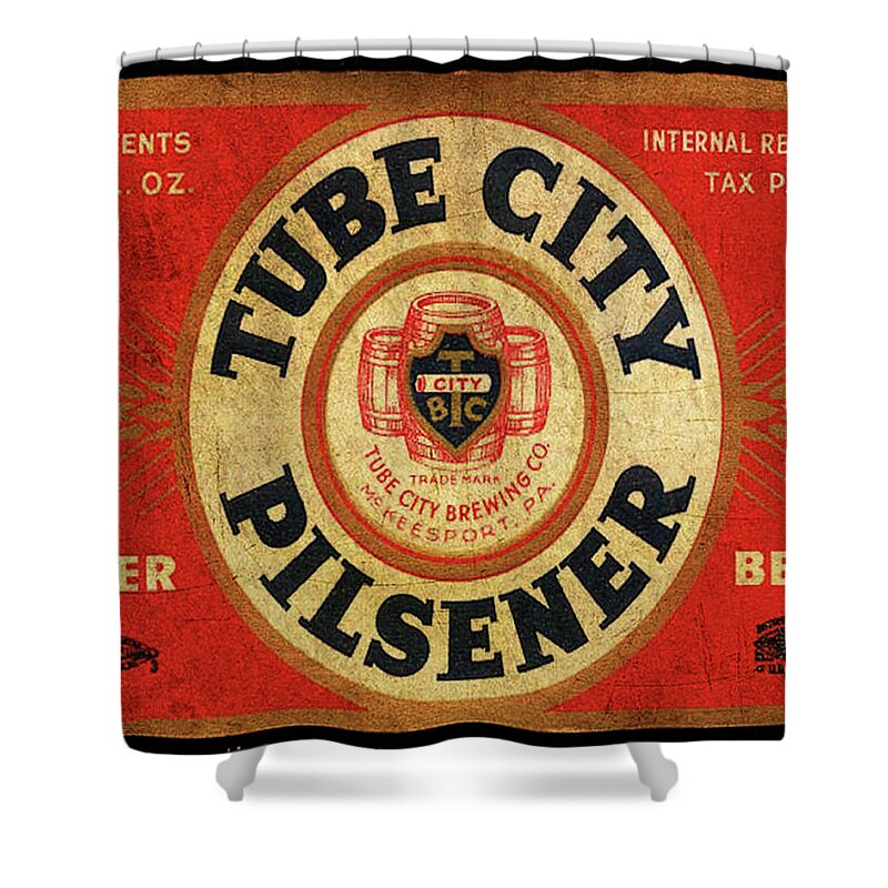 Beer Shower Curtain featuring the digital art Tube City Pilsner by Greg Sharpe
