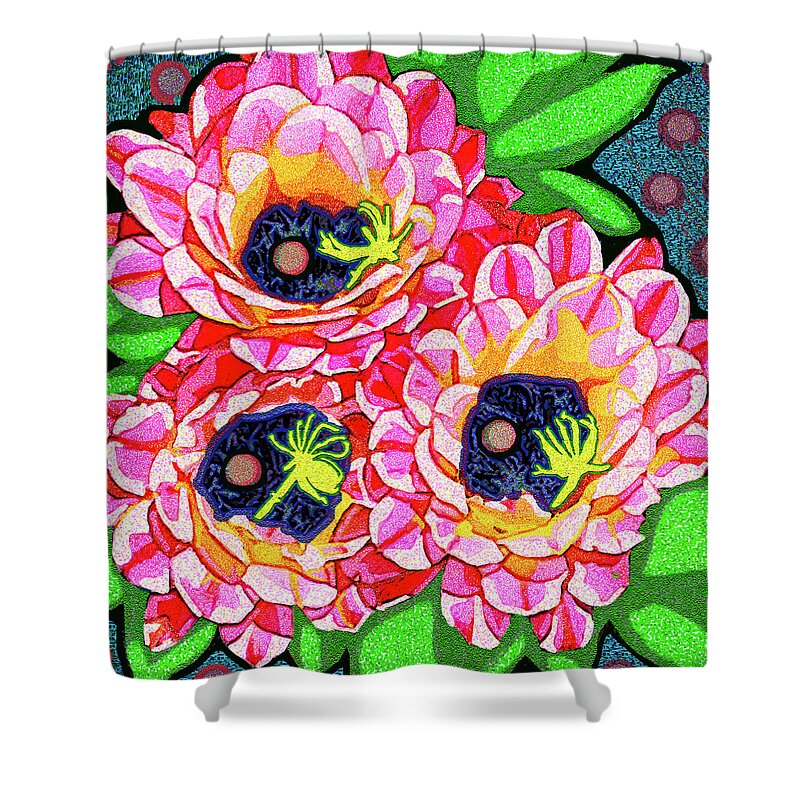Desert Shower Curtain featuring the digital art Tucson Cactus Bloom by Rod Whyte
