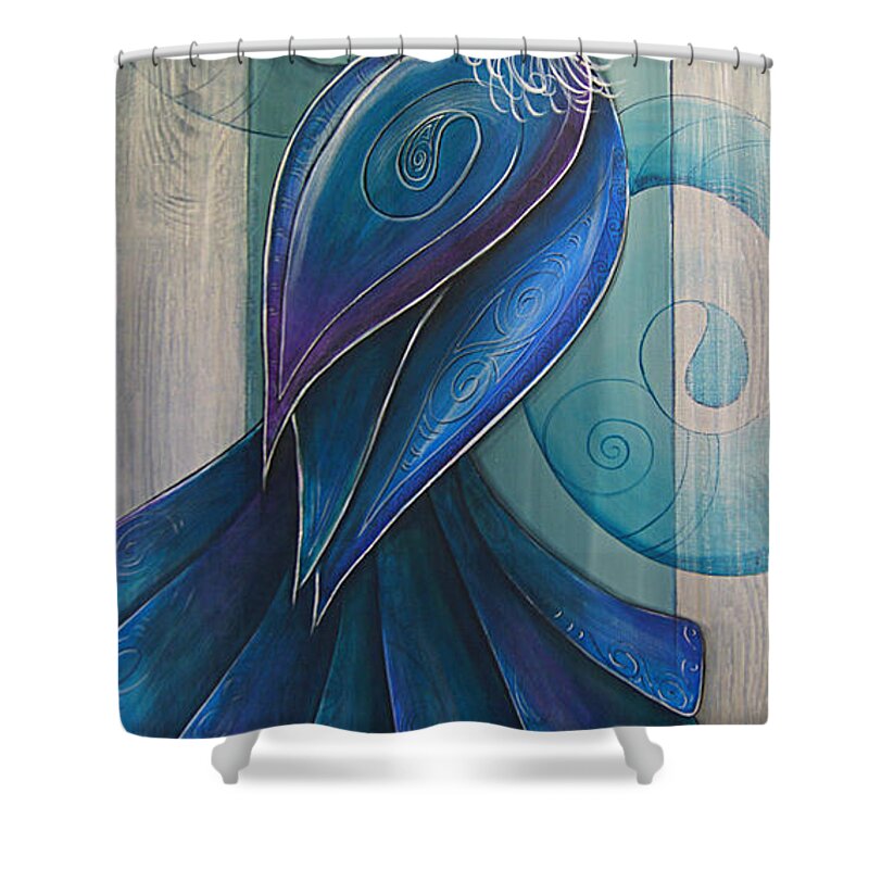 Tui Shower Curtain featuring the painting Tui Bird 3 by Reina Cottier
